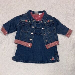 Cherokee baby denim 3 pc jacket dress set Y2K size 3 m